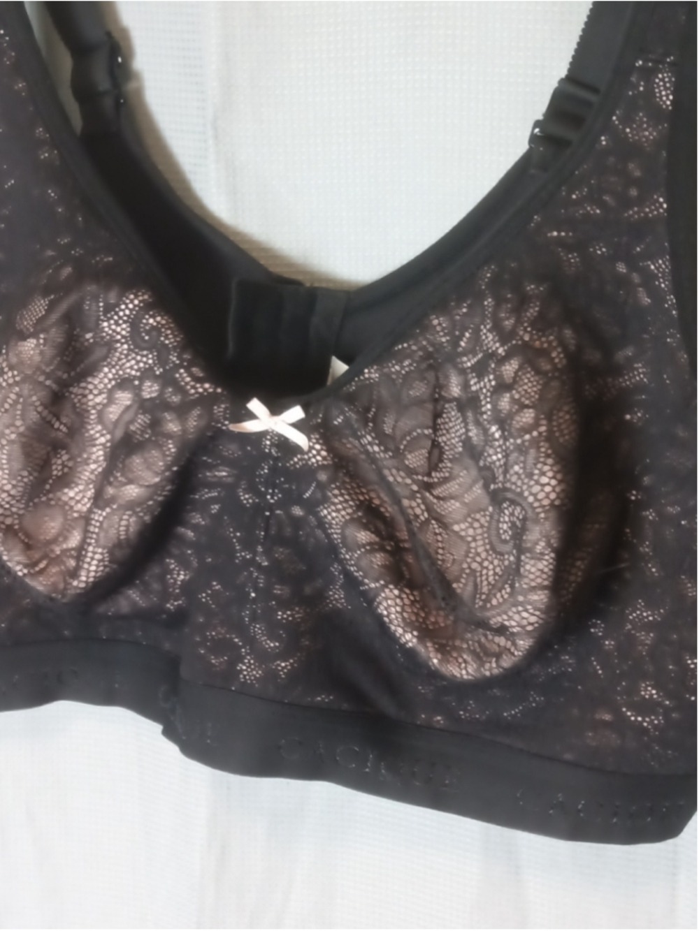 Women's Cacique Black & Beige Lace Full Coverage No-Wire Bra 44D - Picture 3 of 7